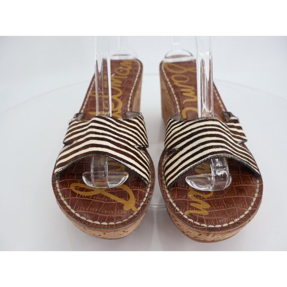 Sam Edelman Women's Reid Sandal Size 8 Cork Wedge Platform Slide Tan Brown Calf - Picture 3 of 12